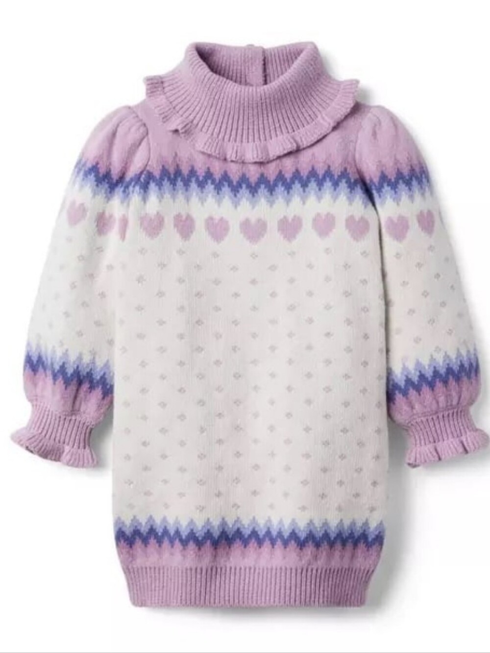 New Janie And Jack Intarsia Knit Heart Fair Isle Sweater Dress